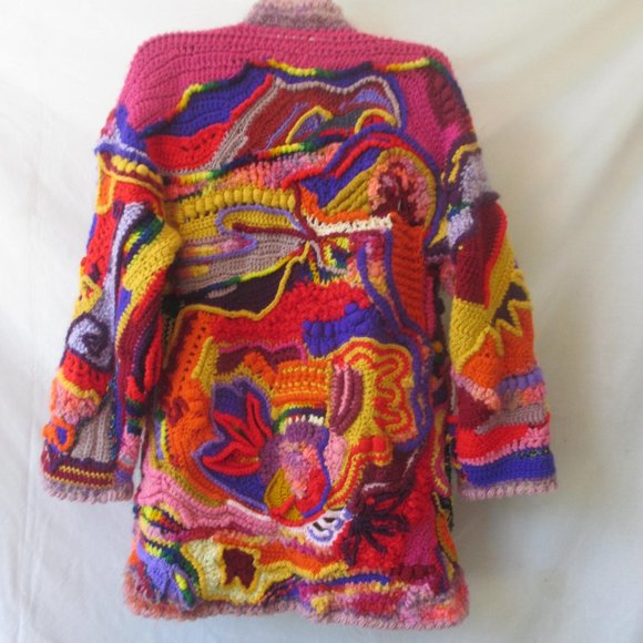 JACKET COAT M L XL crochet style free form handmade brand new Make your offers - Picture 11 of 15